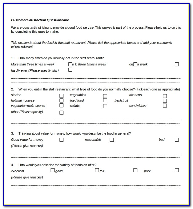 Free Printable Customer Satisfaction Survey Template