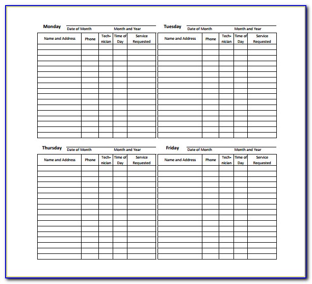 Free Printable Daily Appointment Schedule Template