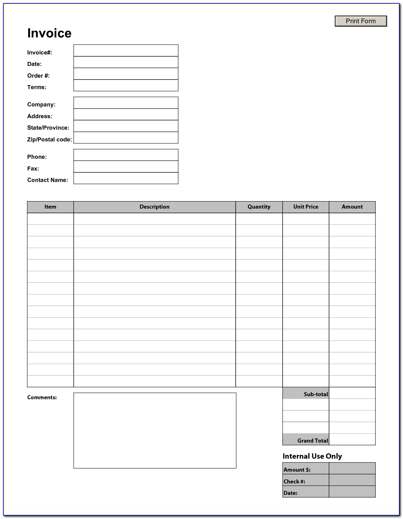 Free Printable Invoice Template Online