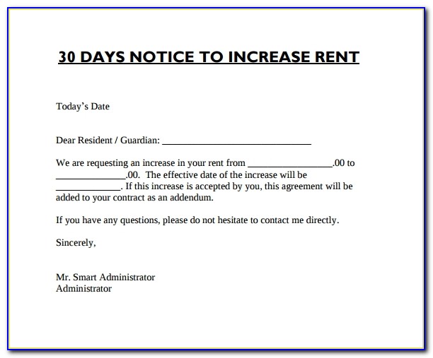 Free Rent Increase Letter Template Uk