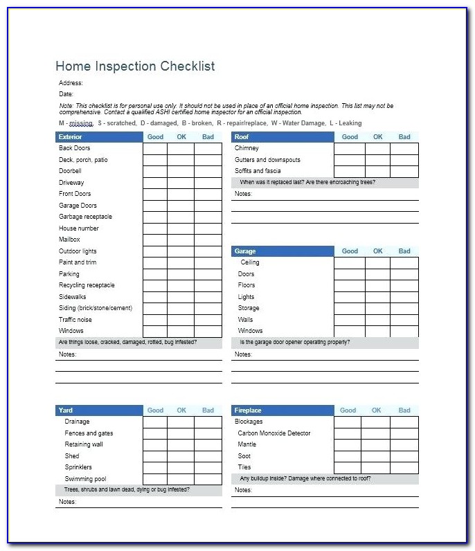Free Rental Property Inspection Checklist Form