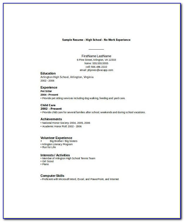 High School Student Resume Template 6+ Free Word, Pdf Documents Throughout Resume Templates For High School Students With No Work Experience
