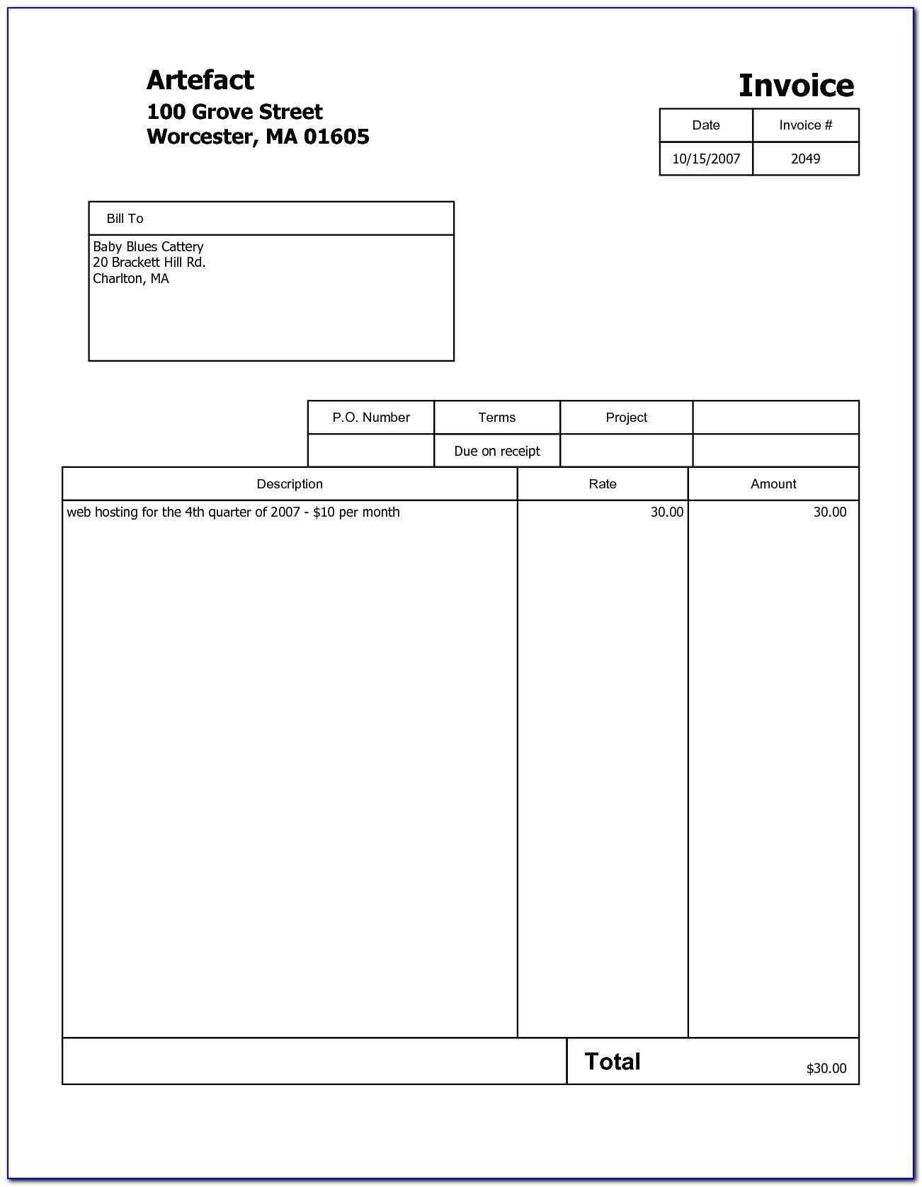 Free Sample Invoices Online