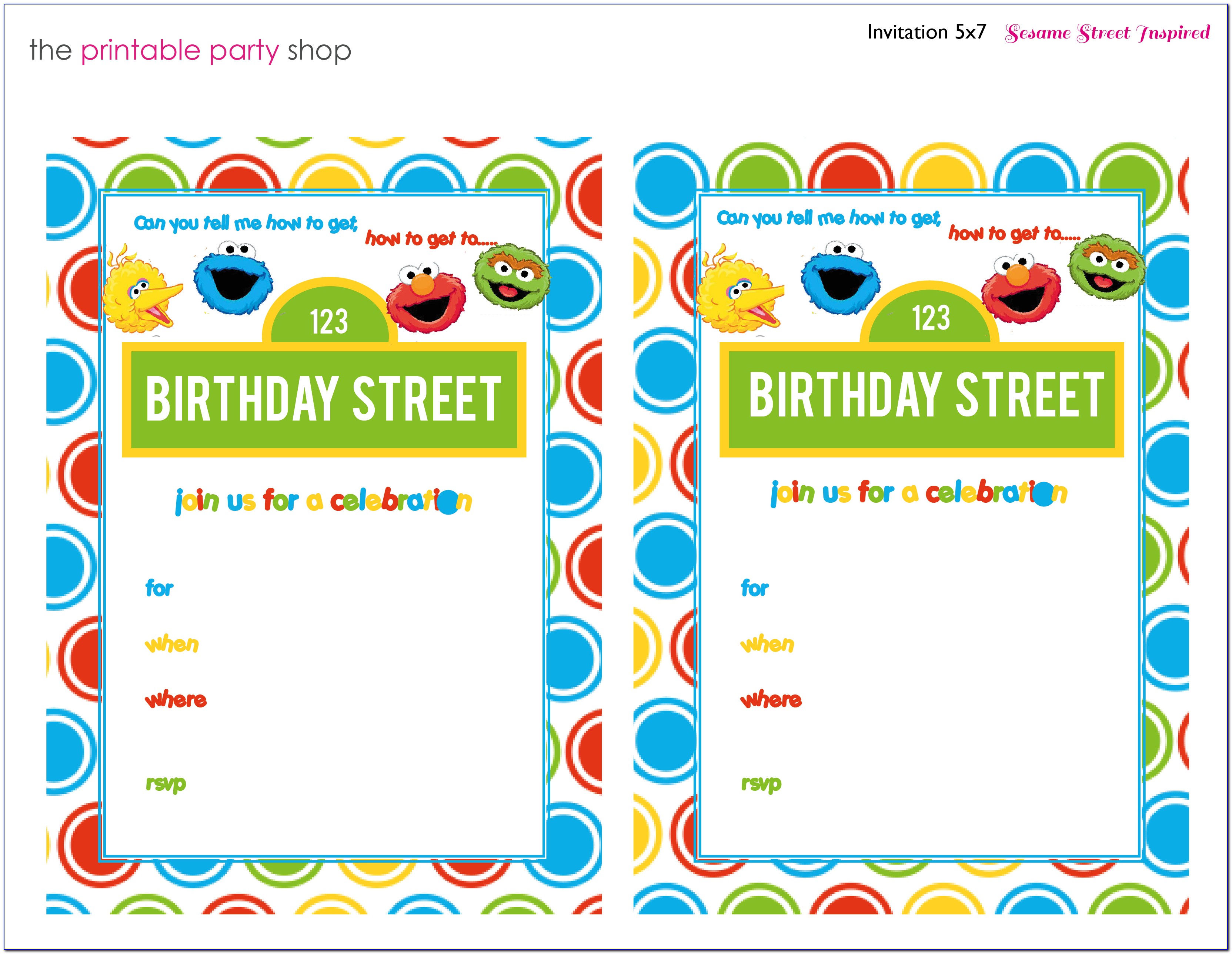 Free Sesame Street 1st Birthday Invitation Template
