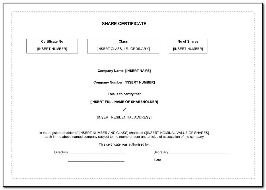 Free Share Certificate Template Bc