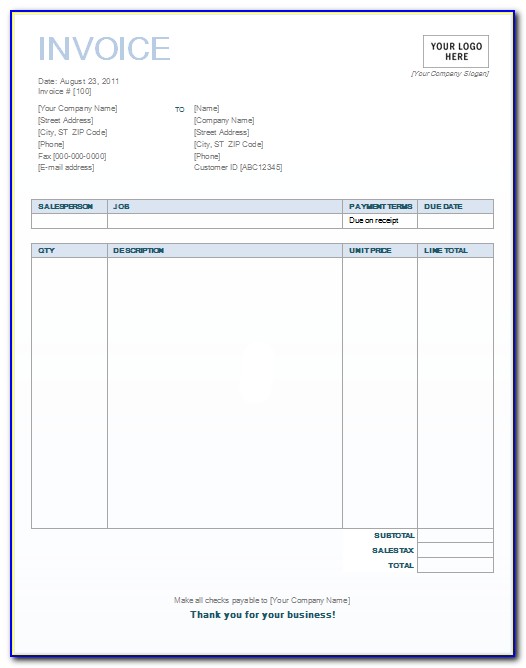 Free Simple Invoice Template Word