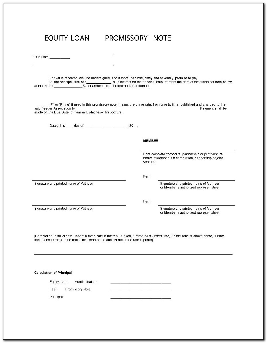Free Template For Promissory Note For Personal Loan