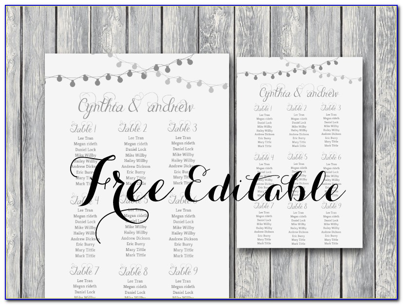 Free Wedding Table Seating Chart Template