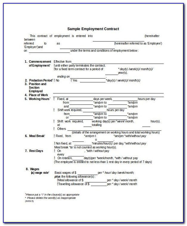 Full Time Employment Contract Template Free