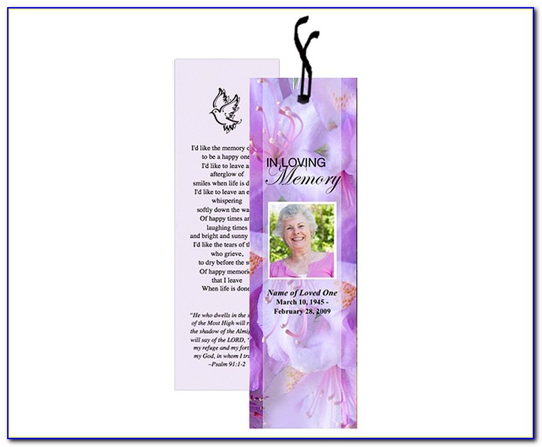 Funeral Bookmarks Template Free
