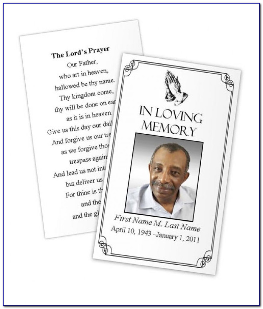 Funeral Prayer Card Template Free