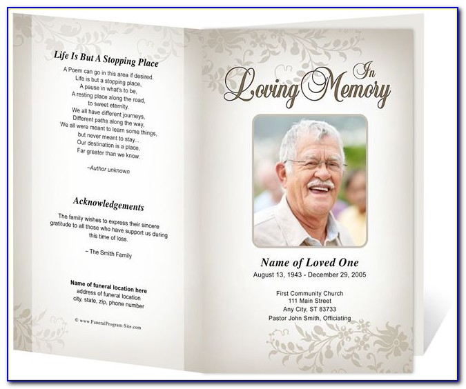 Funeral Program Template Publisher Free