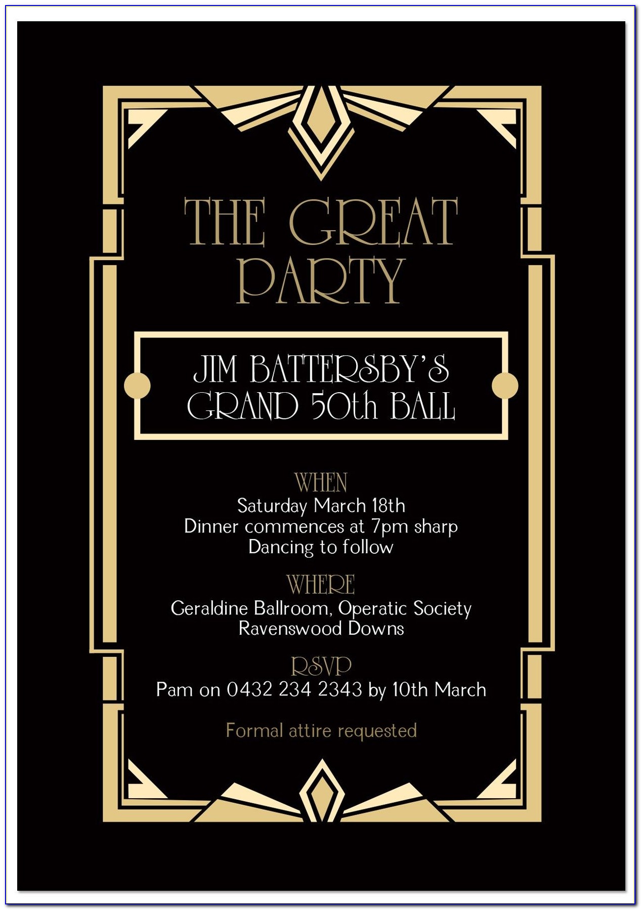 Gatsby Party Invitation Template