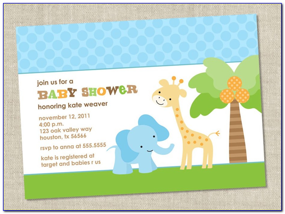 Giraffe Baby Shower Invitations Template
