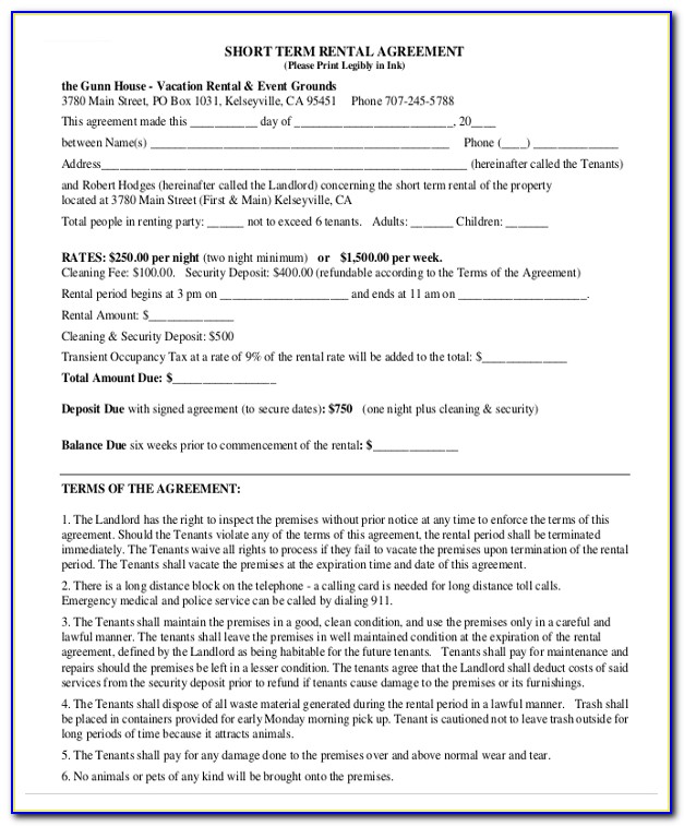 Home Rent Contract Template