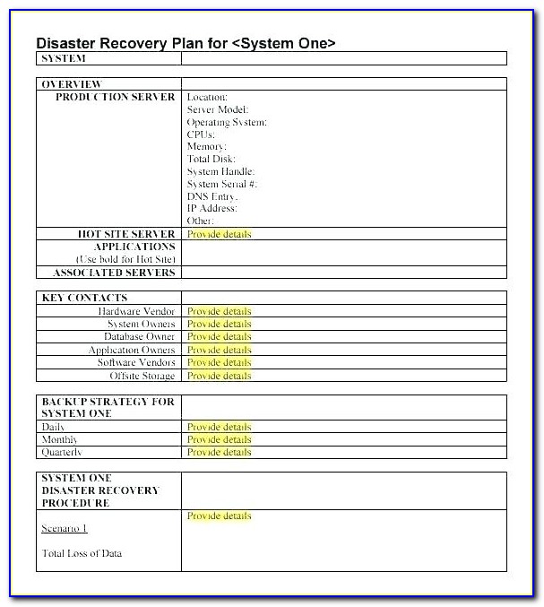 Hospital Disaster Recovery Plan Template