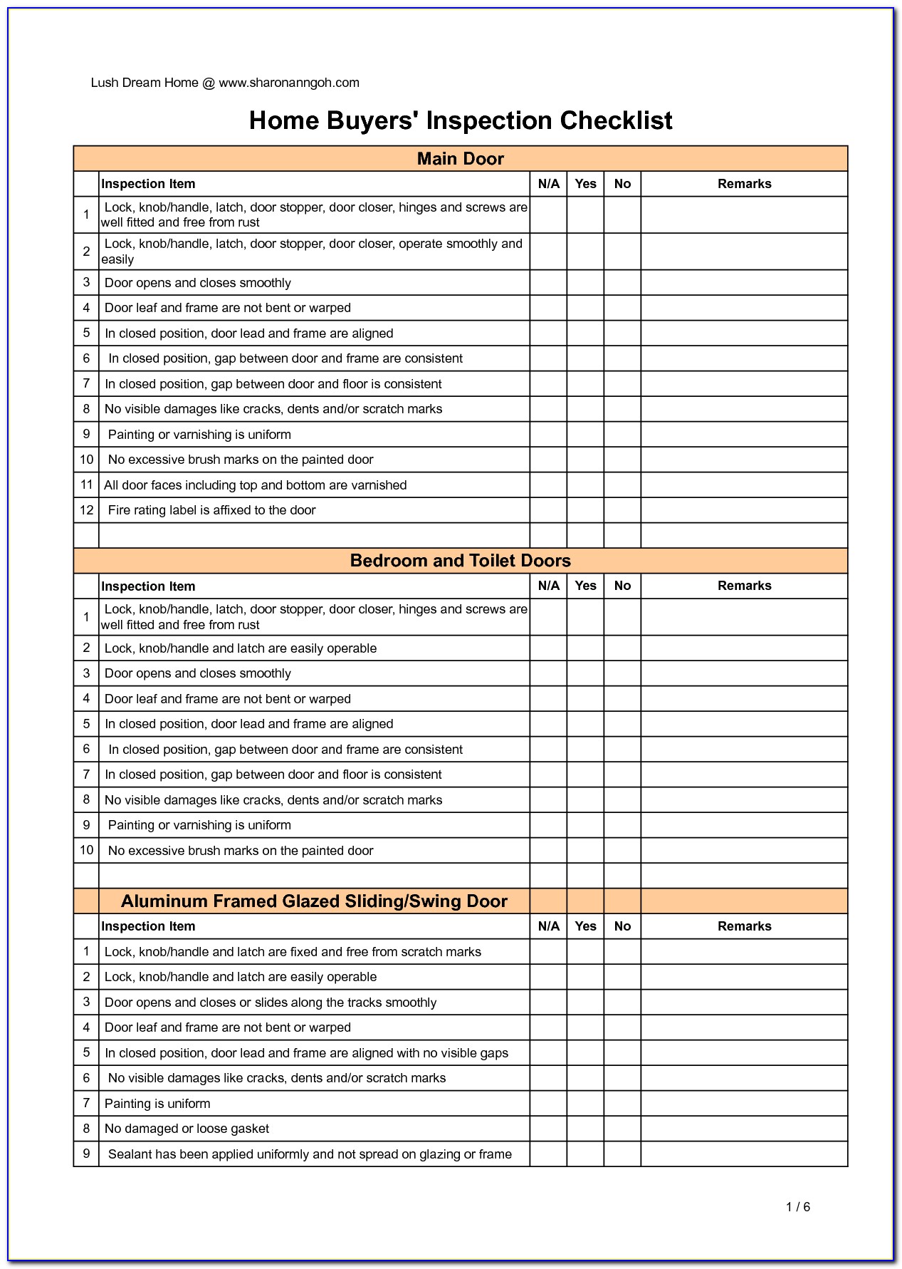 House Inspection Checklist Template Nz