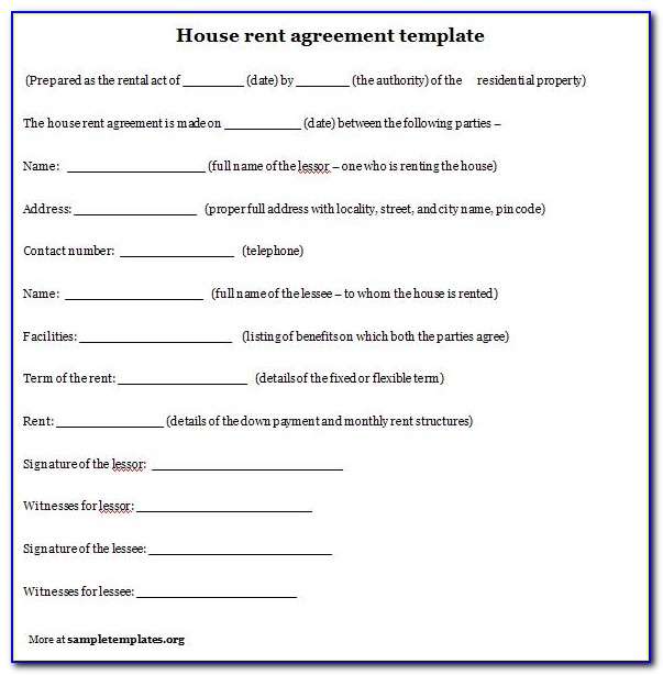 House Rental Agreements Templates
