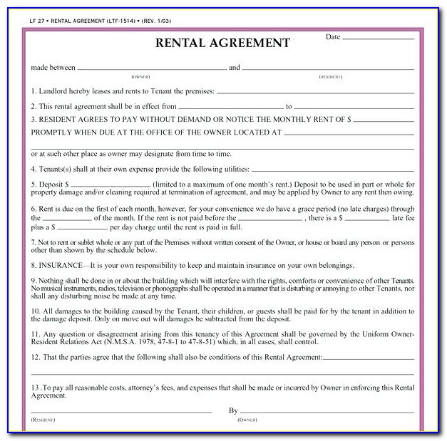 House Rental Contract Example