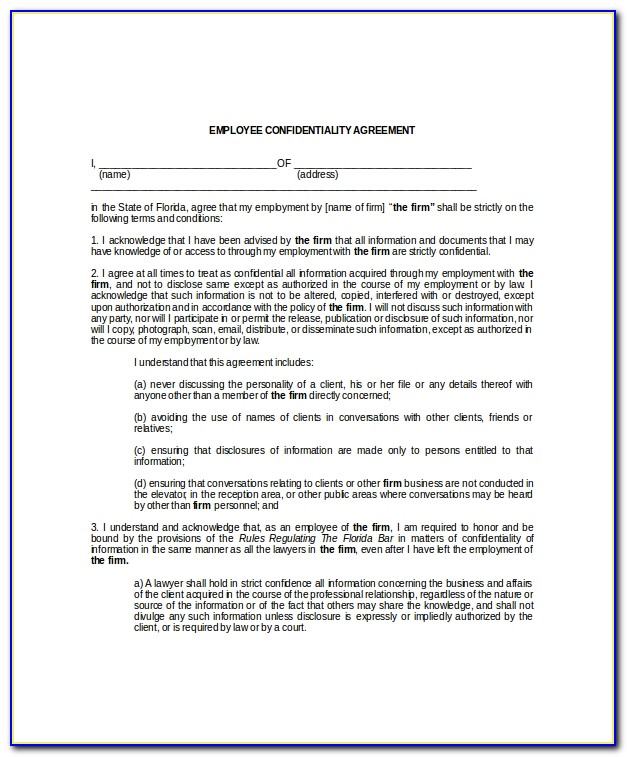 Hr Confidentiality Agreement Template