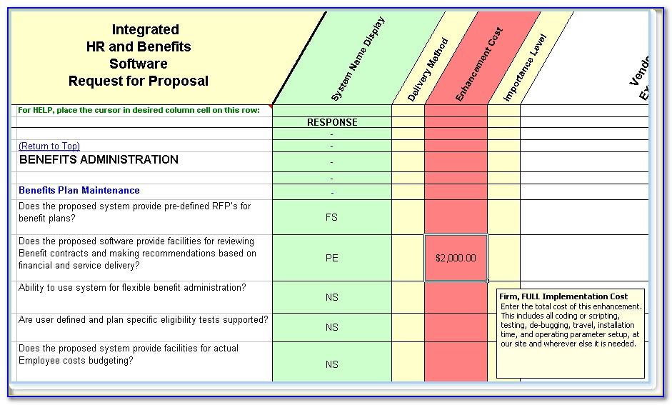 Hris Request For Proposal Template