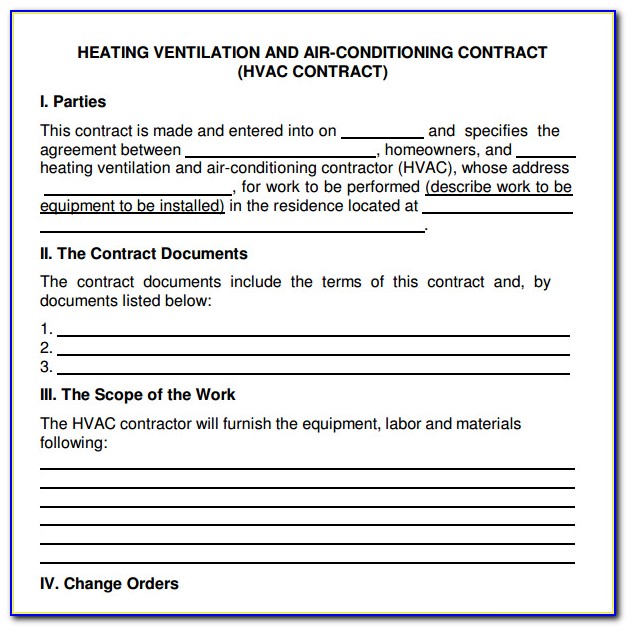 Hvac Service Contract Template Free