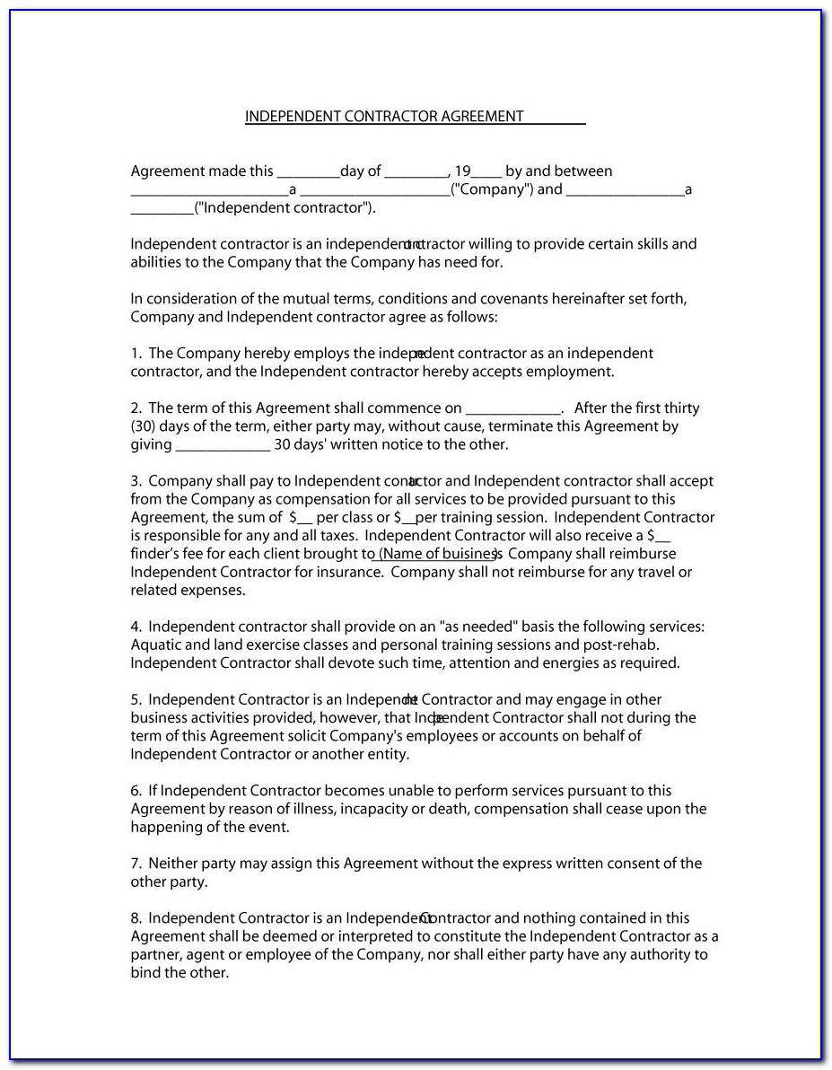 Independent Contractor Contract Agreement