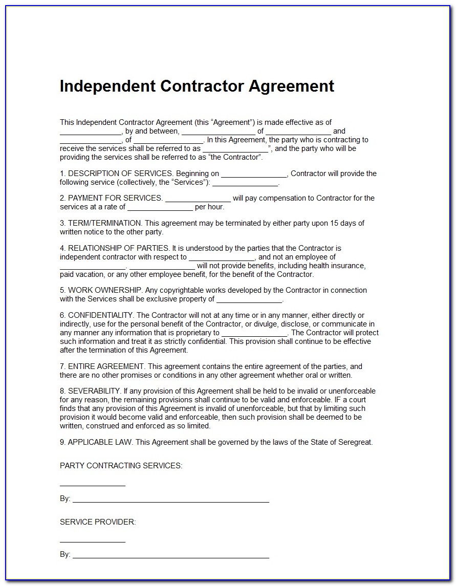 Independent Contractor Contract Samples