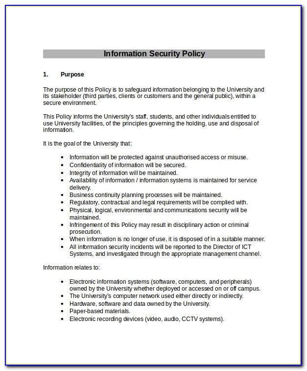Infosec Policy Template