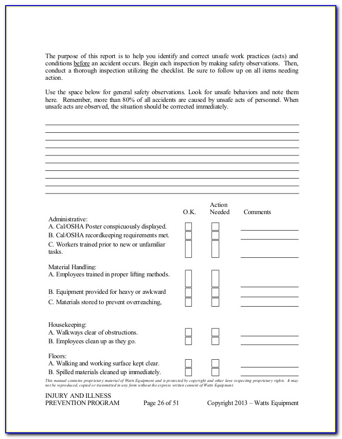 Injury And Illness Prevention Plan Template