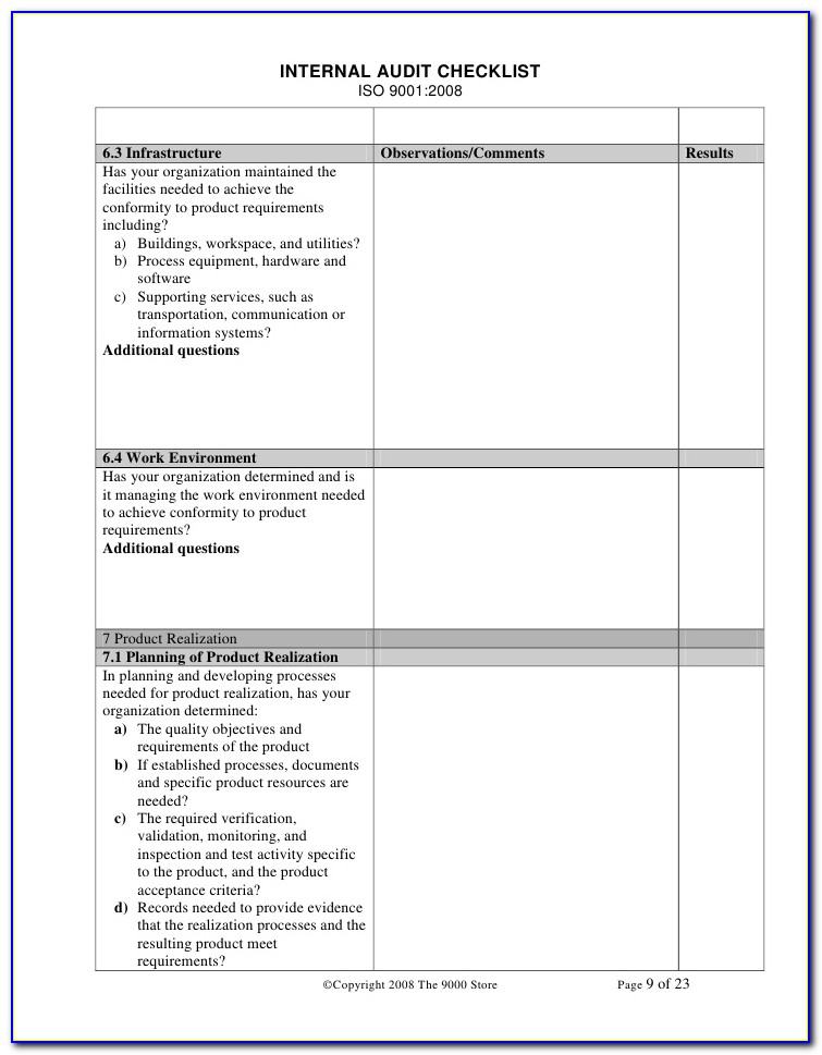 Iso Internal Audit Report Form