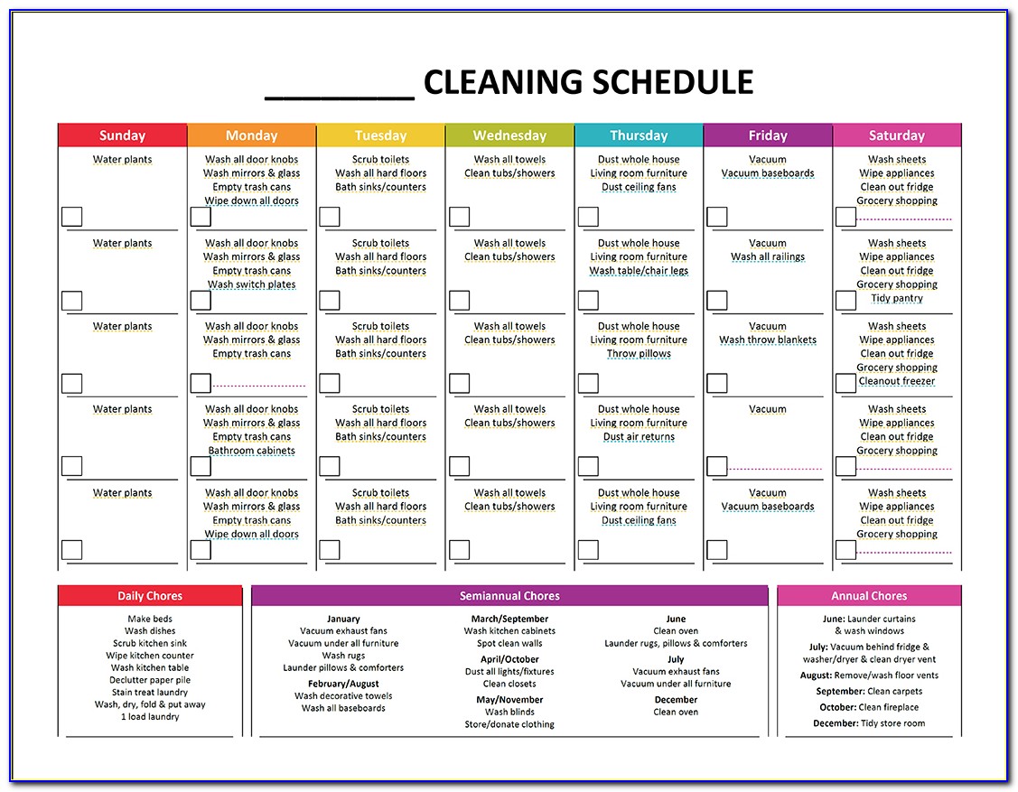 Janitorial Schedule Template