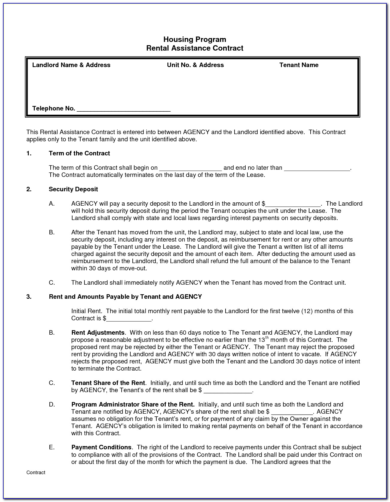 Landlord And Tenancy Agreement Forms