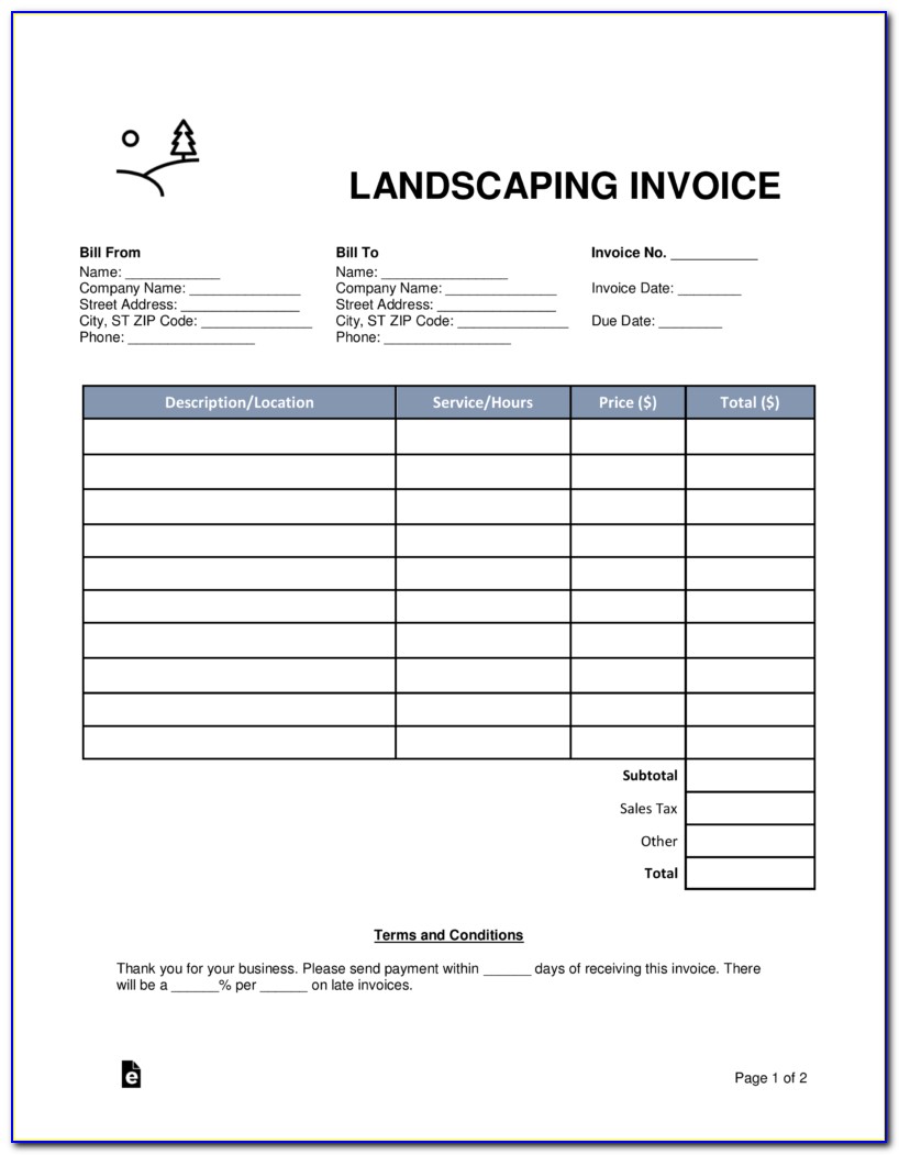 Landscaping Invoice Template Free