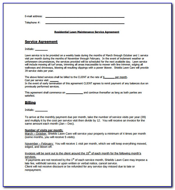 Lawn Maintenance Contract Template Free