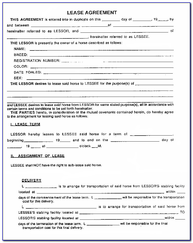 Lease Agreement Contract Template