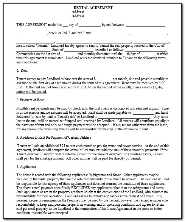 Legal Rental Agreement Template Free