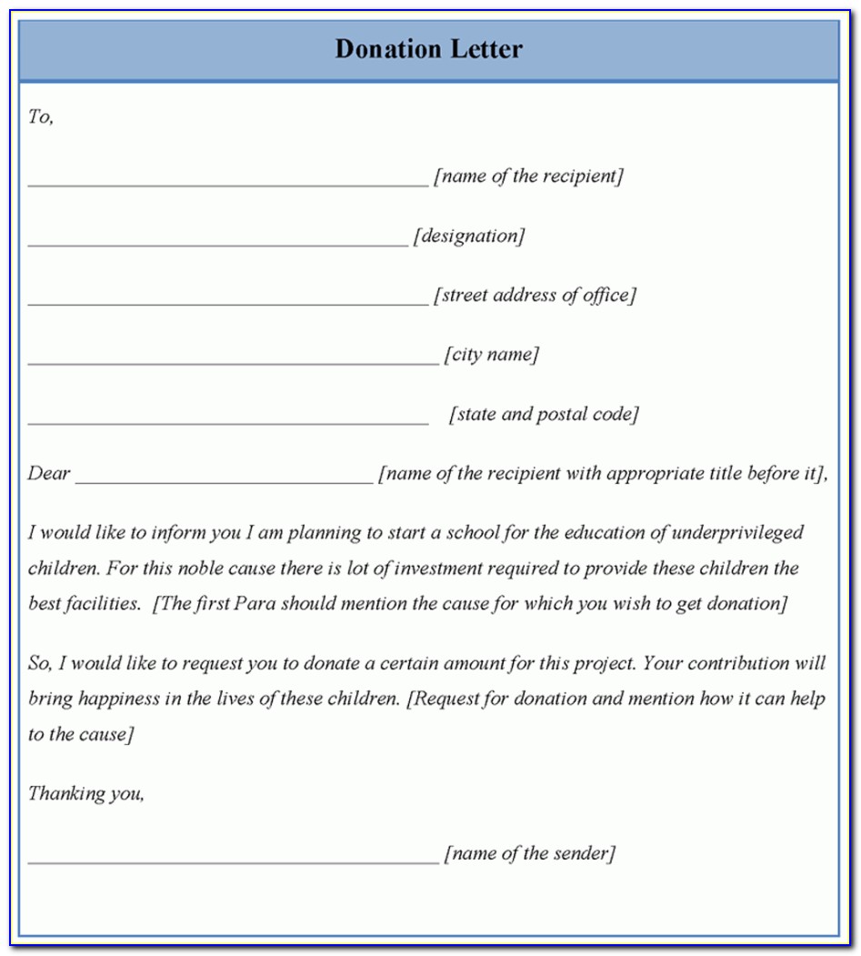 Letter Of Donation Request Template