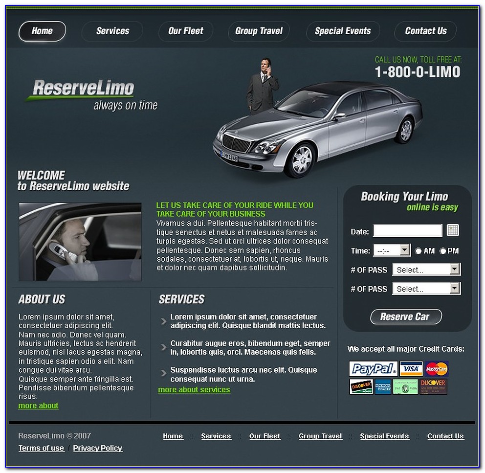 Limousine Website Templates