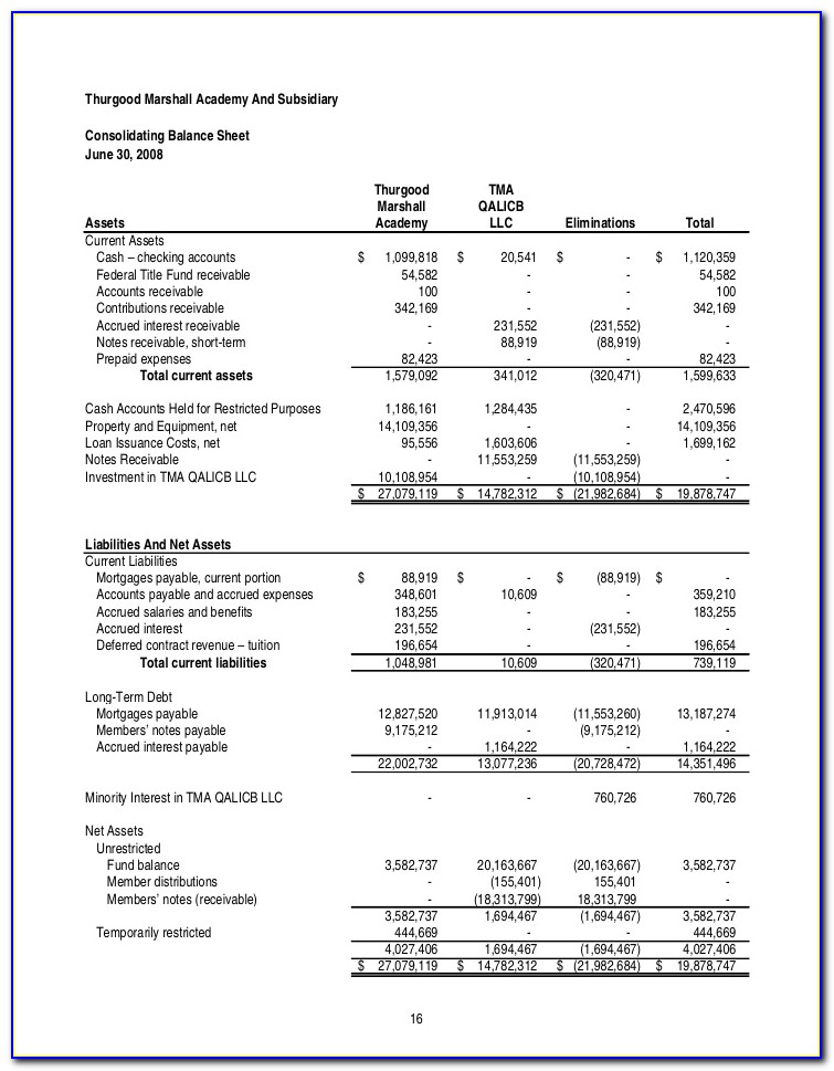 Llc Financial Statement Examples