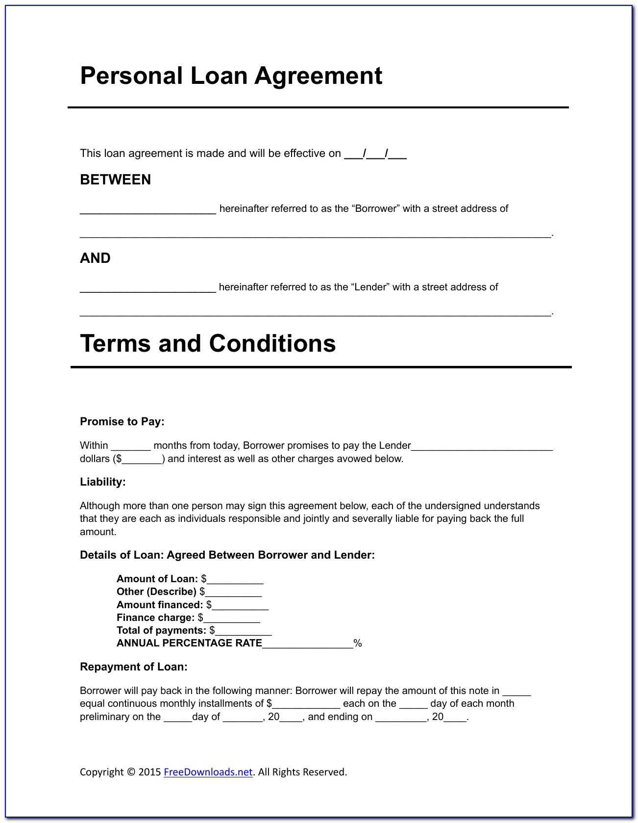 Loan Agreement Template Pdf South Africa
