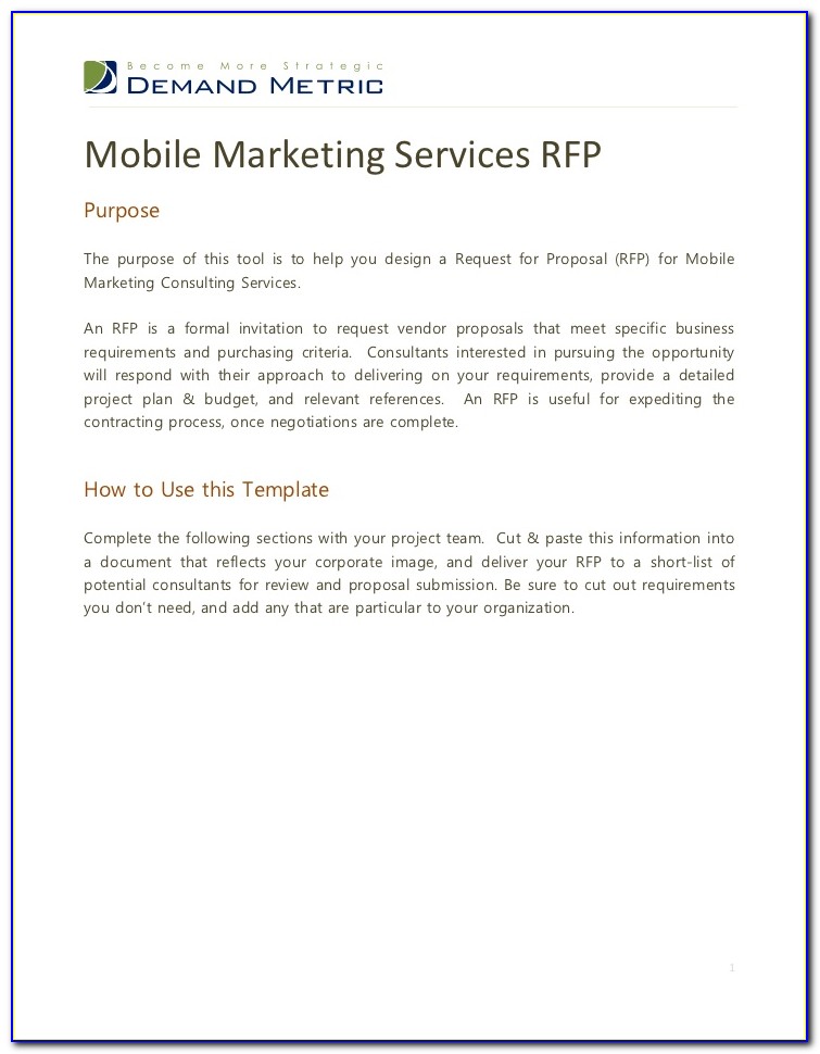 Marketing Automation Rfp Template