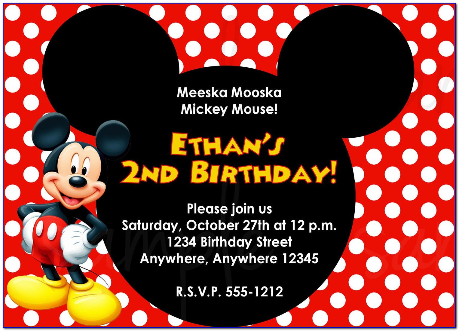 Mickey Mouse Birthday Invite Template