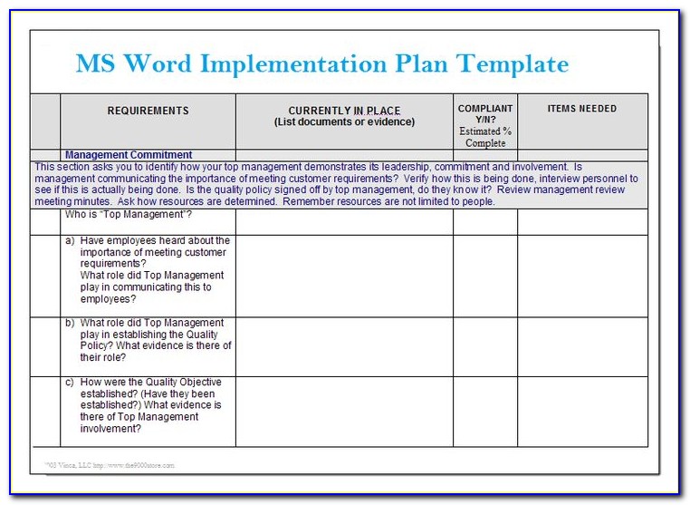 Microsoft Word Project Planning Template