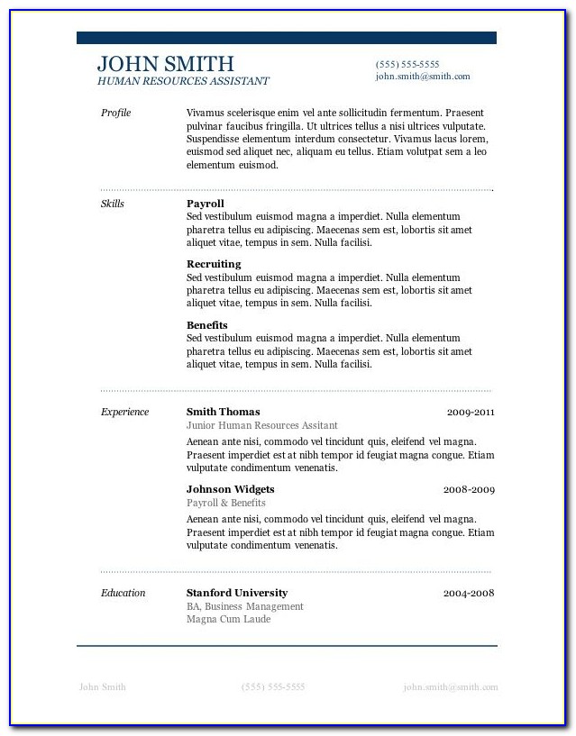 Microsoft Word Resume Templates For Free