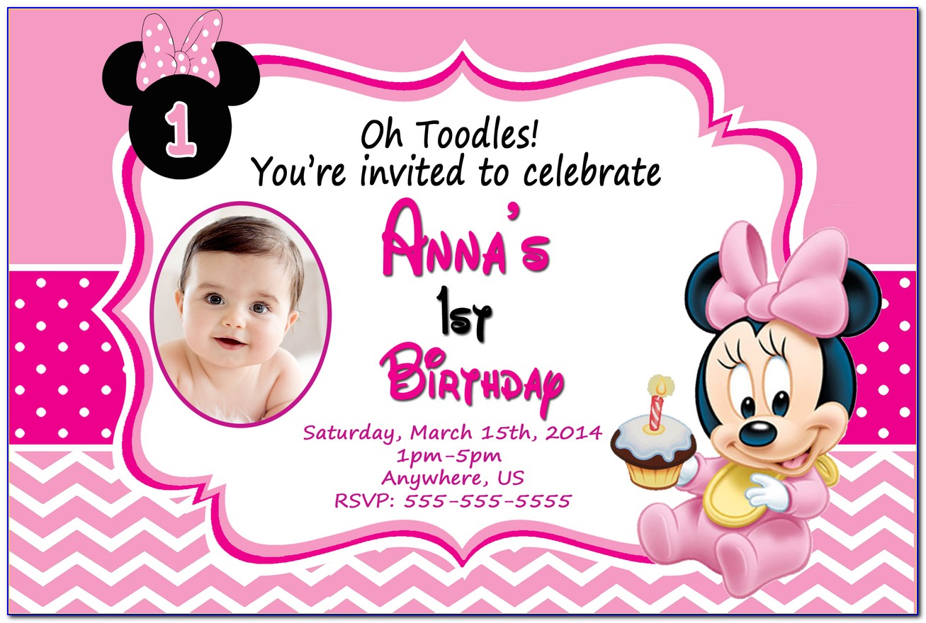 Minnie Mouse 1st Birthday Invitations Templates