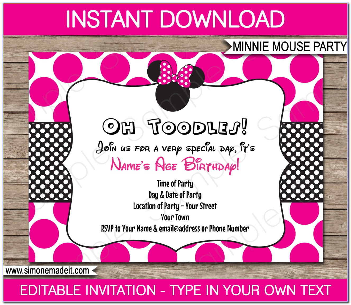 Minnie Mouse Birthday Party Invitations Templates