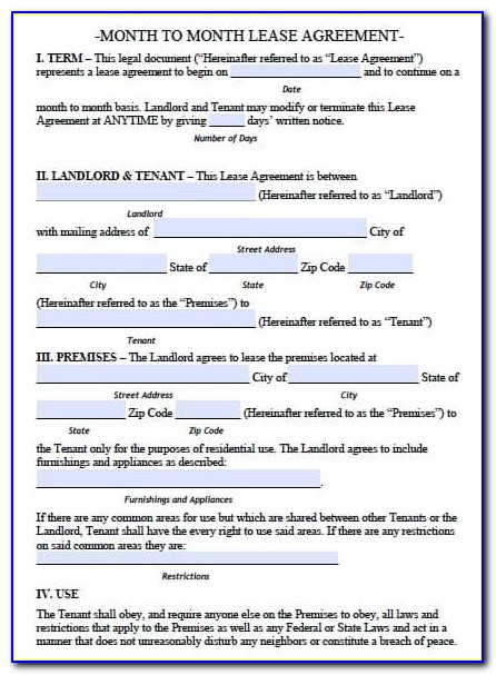 Monthly Rental Agreement Template