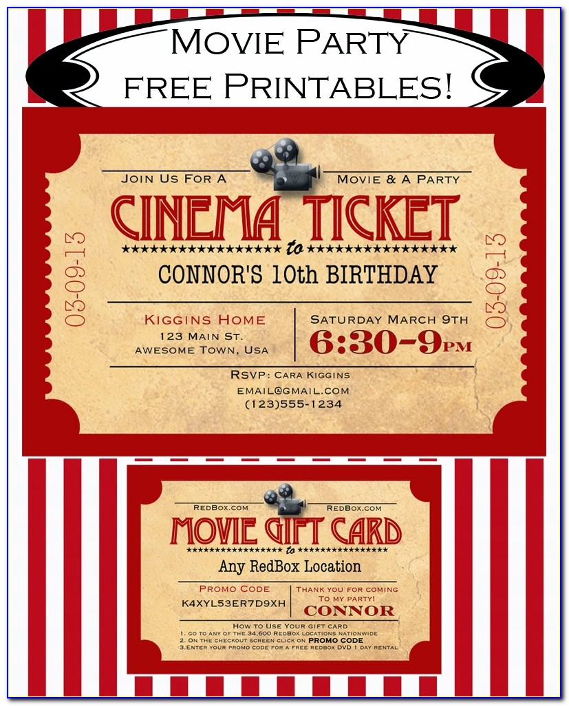 Movie Ticket Party Invitation Template