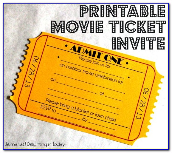 Movie Ticket Stub Invitation Template